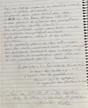 temoignages clientes ecrit apres une croisiere en voilier entre femmes en Grece